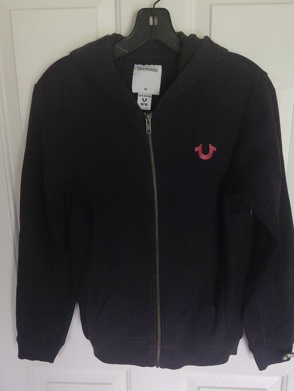 True Religion Kids Black Zip Hoodie with Pink Logo Accent